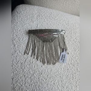NWT! Free People,  Chainmail Fringe Barrette, Silver, MSRP $30
